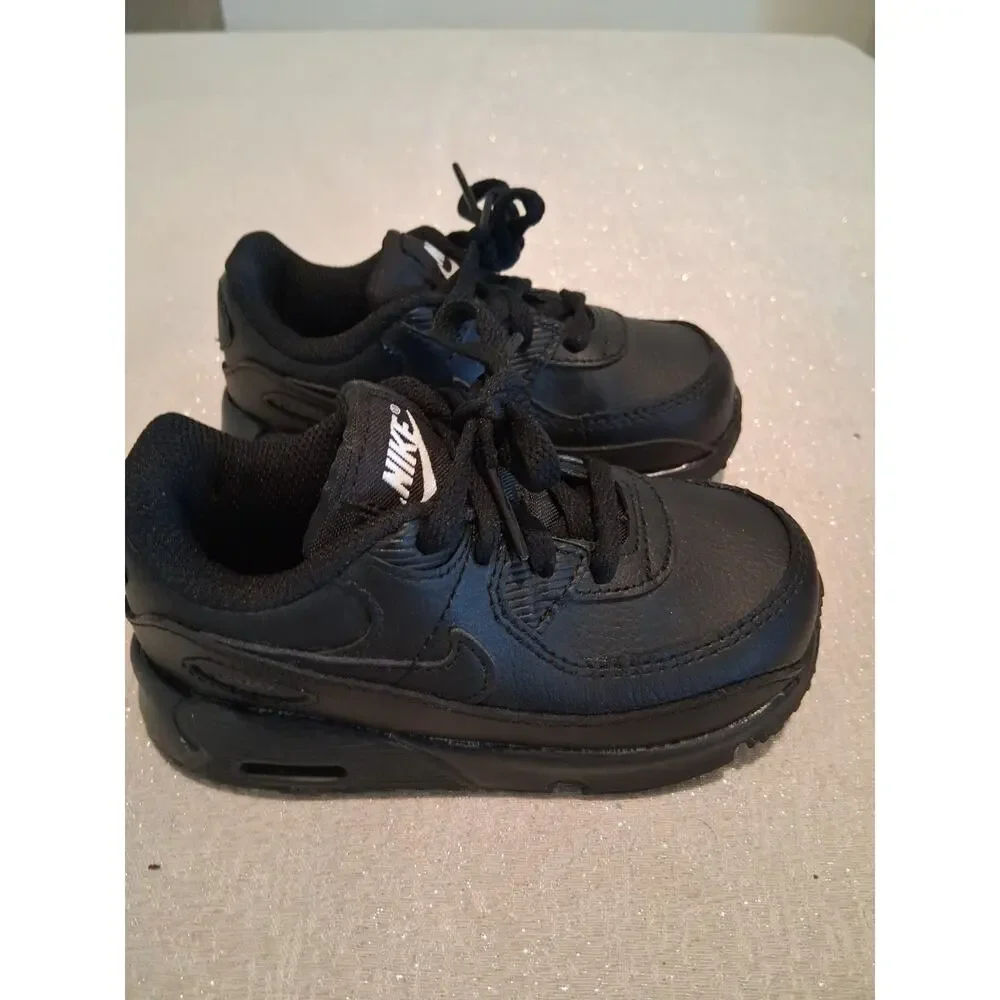 Nike Air Max 90 LTR TD Triple Black CD6868-001 Toddler Kids Size 8C